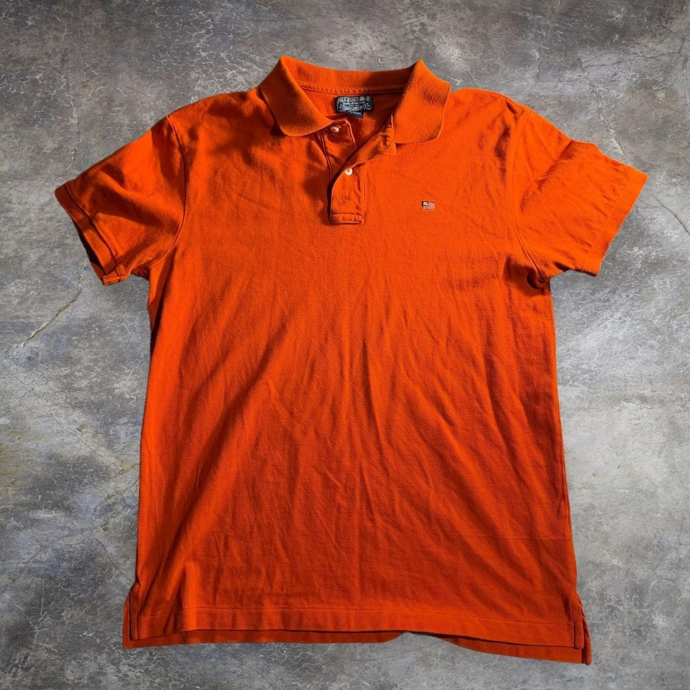 Polo Jeans Co Ralph Lauren Mens Orange Cotton Pique Polo Shirt L American Flag